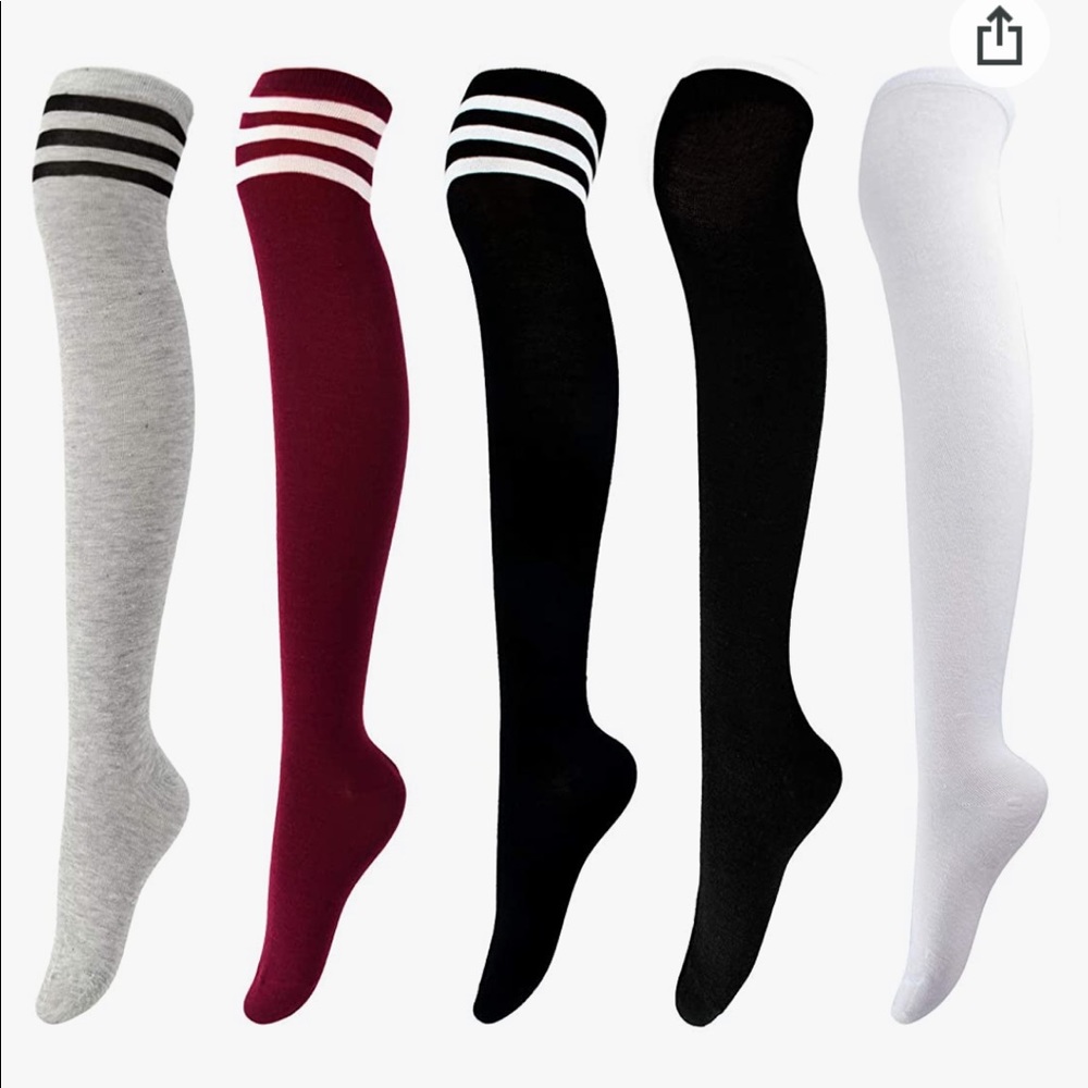FOUR pairs thigh high socks